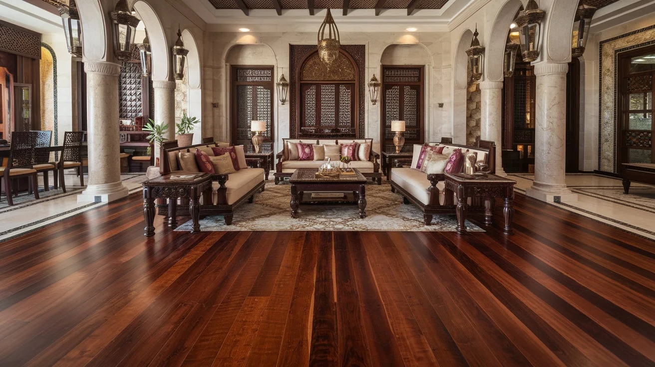 Parquet flooring Doha: polished wood parquet floor in a living room